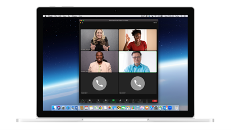 Image of six people participating in a Zoom call with four showing and two hidden.