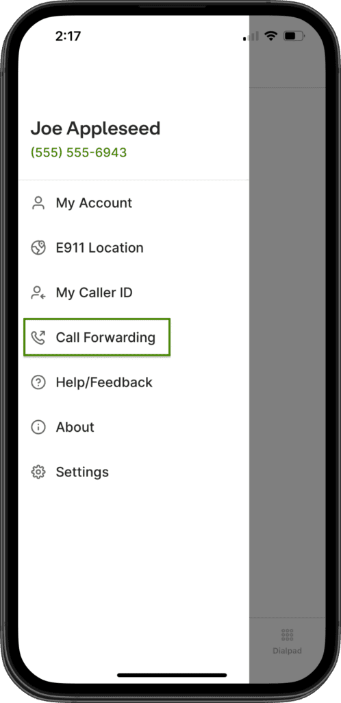 CaptionCall Mobile call forwarding select