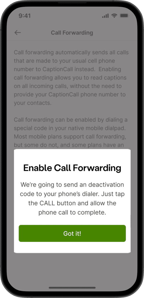 CaptionCall Mobile call forwarding step 3